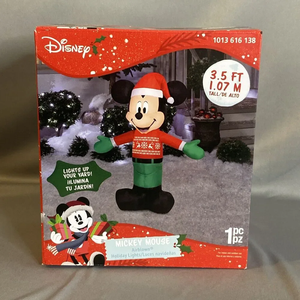 NEW Disney Christmas Mickey Mouse Santa Claus 3.5’ Airblown Inflatable Light Box